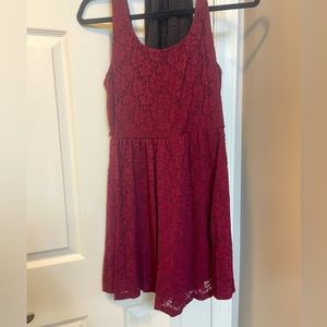 Burgundy lace above the knee semi formal